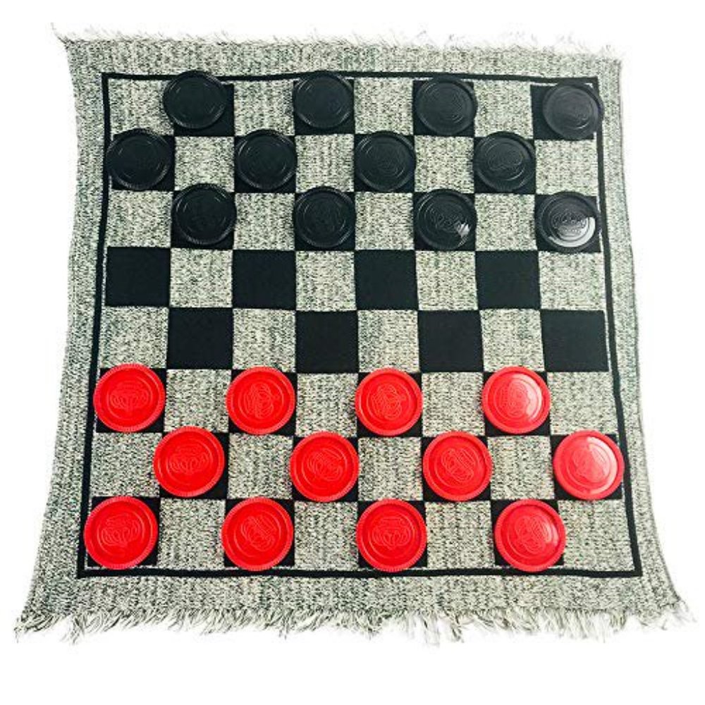 Jumbo Checker Rug Game Large Plastic Playing Pieces 2 3/4" Diameter Family Fun